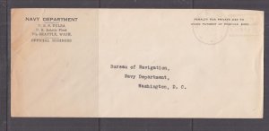 USS TULSA, ASIATIC FLEET,c1932 long Penalty Envelope. CHEFOO, CHINA