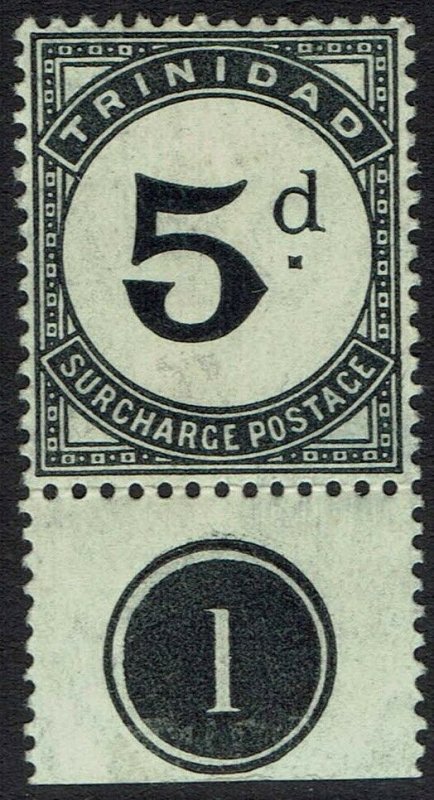 TRINIDAD 1905 POSTAGE DUE 5D PLATE 1 WMK MULTI CROWN CA