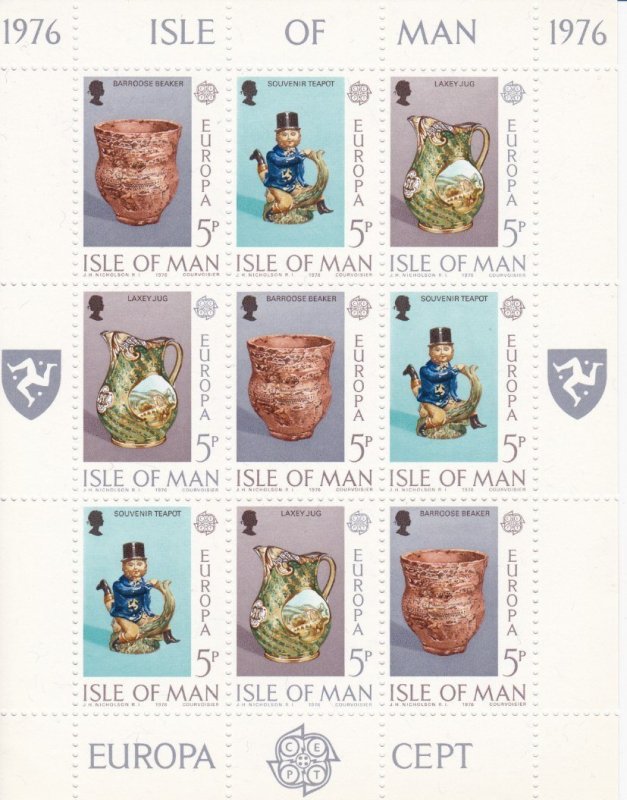 Isle of Man # 86-89, Europa, Ceramics, Full Sheets, Mint NH, 1/2 Cat.