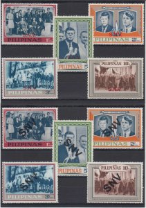 PHILIPPINES 1968 KENNEDY Sc Unlisted TWO SETS WITH BLACK & RED SNV (SPECIMEN) 