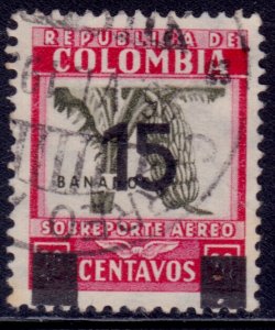 Colombia, 1939, Bananas, 15c on 20c surcharge, sc#C117, used**