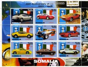 Somalia 1999  DE TOMASO Cars Sheet (9) Perforated Mint (NH)