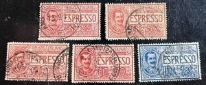 Italy Scott# E1-E5 Used F/VF Set of 5 Cat $5.00