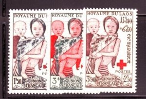 LAOS Sc B1-3 NH ISSUE OF 1953 - RED CROSS - (JS23)