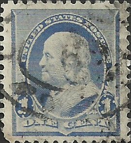 # 219 V.F.+ Dull Blue Used Ben Franklin