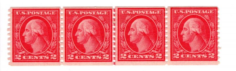 United States Scott # 455 strip of 4 with Joint Line Pair - MH