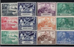 1949 UPU mint MH sets Bermuda, Guiana & Honduras WS38744