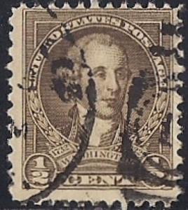 704 1/2 cent Washington, Peale, Olive Brown Stamp used F