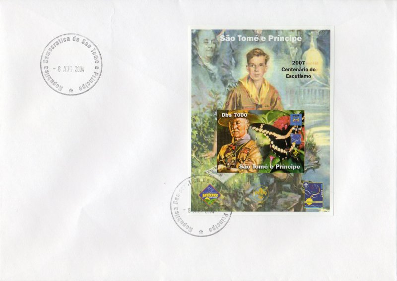 Sao Tome and Principe 2004 Scouts/Butterflies/Birds/Orchids/B.Franklin SS(9) FDC