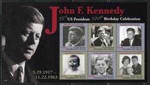 UNION ISLAND  2017 100th BIRTH ANNIVERSARY OF JOHN F. KENNEDY SHEET SET  MINT NH