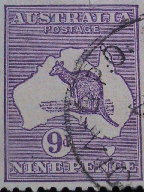 ​AUSTRALIA-1913 SC#9 OVER 100 YEARS-KANGAROO & MAP 9 P USED-VERY FINE