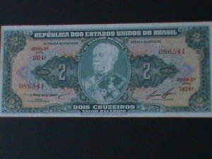 ​BRAZIL-1961-TESOURO NACIONAL-$2 CRUZEIRO-UNCIR-VF-HARD TO FIND FIRST NOTE