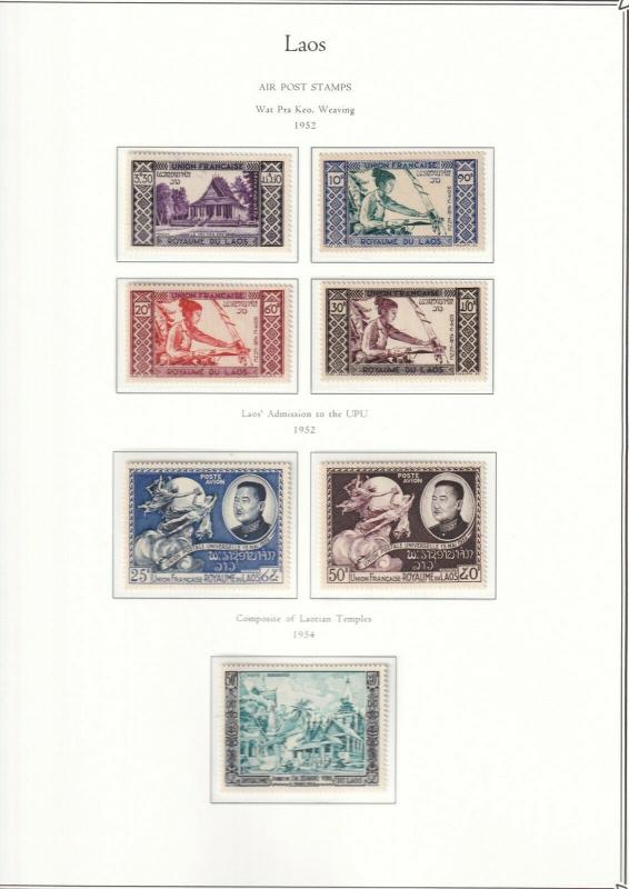 Laos - 1951- 1975 - Complete Stamp Collection - Sc 1-271 with Mini Sheets - MLH