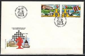 Romania, Scott cat. 3746-3747. Chess Olympiad issue on a First day cover. ^