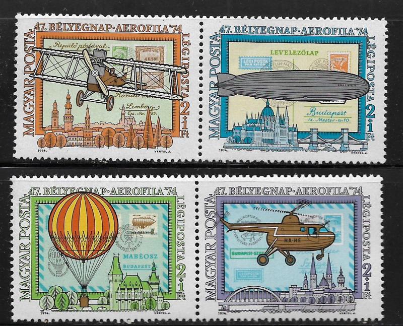 HUNGARY, CB33A-CB35A, MNH, PAIR, AIR MAIL