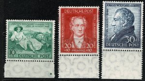 GERMANY ALLIED 1949 J. W. von GOETHE MINT(NH)  SGA148-50 Wmk.M7 P.14 SUPERB