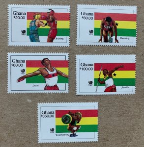 Ghana 1988 Summer Olympics, MNH. Scott 1058-1062, CV $5.40