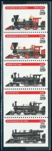 (B) USA #2843-2847a Locomotives Booklet pane  of 5 MNH