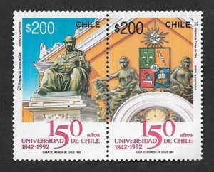 SE)1992 CHILE 150° YEARS OF THE UNIVERSITY OF CHILE, MONUMENTS, COAT OF