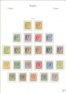 CYPRUS : A Beautiful all Mint, Very Fine Original Gum collection on album pages.