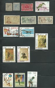 15 Different Used Stamps of Cuba