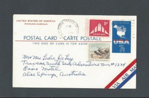 UX49 Int'l Air Postal Card Used To Australia Uprated Very Scarce