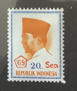 Indonesia 1965 Scott 661 MH - 20s on 20r,  President Sukarno