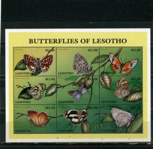 LESOTHO 1997 FAUNA BUTTERFLIES SHEET OF 9 STAMPS MNH