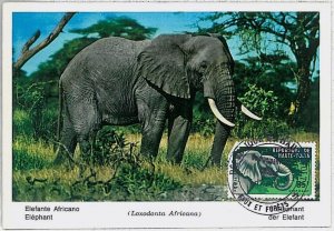 32165- French Upper Volta-POSTAL HISTORY-MAXIMUM CARD: Elephants, Safari, Wildlife-