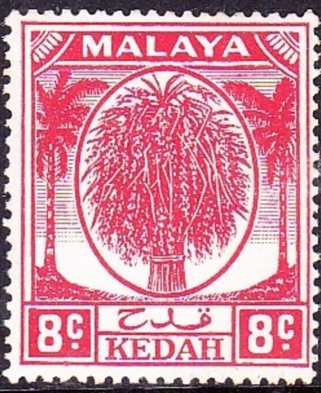 MAYALA KEDAH 1950 8c Scarlet SG81 MH