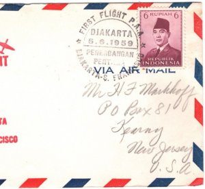 INDONESIA Air Mail Cover PAN-AM FIRST FLIGHT USA San Francisco 1959 MA1094