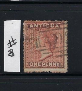 ANTIGUA SCOTT #3 1863-67 1P (ROUGH PERFORATIONS- VERMILION) - WMK 5  USED