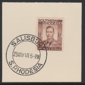 SOUTHERN RHODESIA 1937 KG6 1.5d on piece with MADAME JOSEPH  POSTMARK