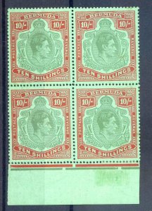 Bermuda 10/- Bluish Green & Deep Red/Green SG119a Unmounted Mint