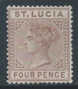 St. Lucia #33a Mint No Gum 4p Queen Victoria - Die A