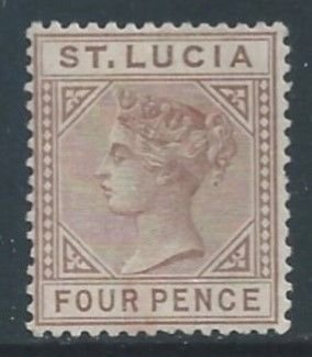 St. Lucia #33a Mint No Gum 4p Queen Victoria - Die A