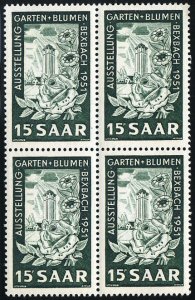 Saar #229 (Mi. 307) Cat€14, 1951 Exhibitions of Gardens and Flowers, block ...