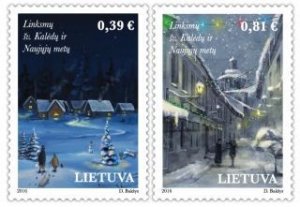 Lithuania Litauen 2016 Merry Christmas! Happy New Year! Set of 2 stamps MNH