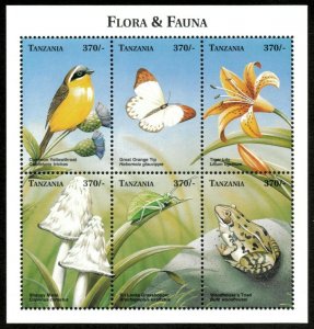 Tanzania 2000 - Flora & Fauna, Toad, Bird, Lily - Sheet of 6v - Scott 2180 - MNH