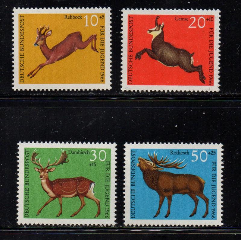 Germany Sc B412-5 1966 Deer Charity stamp set mint NH