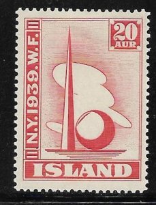Iceland- Scott #213 20a Crimson Trylon & Perisphere F VF Unused (MH)