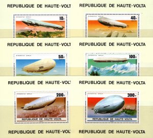 Upper Volta 1976 Mi#625/630 ZEPPELIN-AIRSHIPS 5 DELUXE SOUVENIER SHEETS MNH