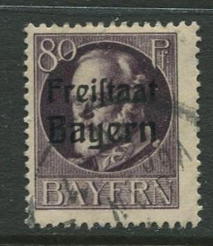 Bavaria -Scott 205 - Bavarian Overprint -1919-20 - Used -80pf Stamp