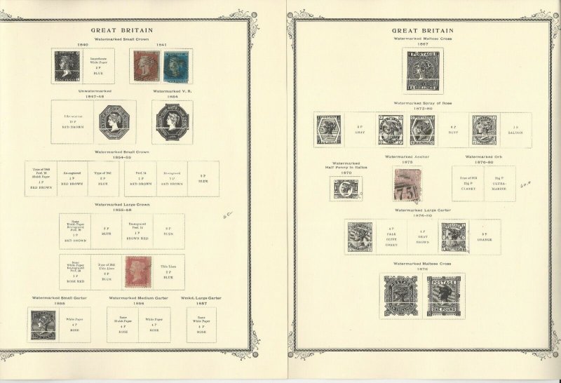 Great Britain Stamp Collection 1840-1969 on 50 Scott Specialty Pages, JFZ