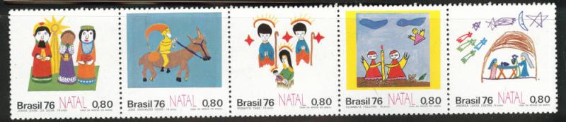 Brazil Scott 1483a MNH** 1976 Christmas stamp strip