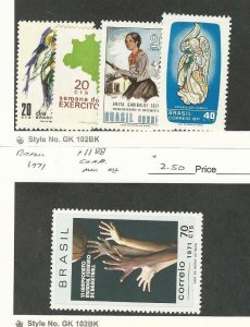 Brazil, Postage Stamp, #1187, 1193-4, 1199, 1188 Mint NH, 1971