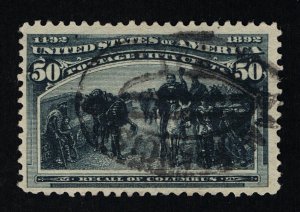 EXCELLENT GENUINE SCOTT #240 F-VF USED 1893 COLUMBIAN EXPO 50₵ SLATE BLUE #21559