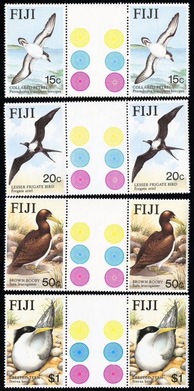 Fiji Stamps # 540-3 MNH Gutter Pairs Birds Scott Value $42.00