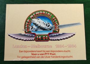Netherlands. Postcard commemorating the Uiver commemorative flight...