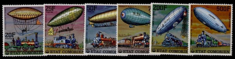 Comoro Islands 247-52 MNH Airships, Locomotives